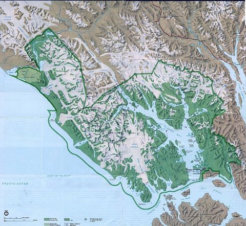 Glacier Bay National Park Map, Alaska