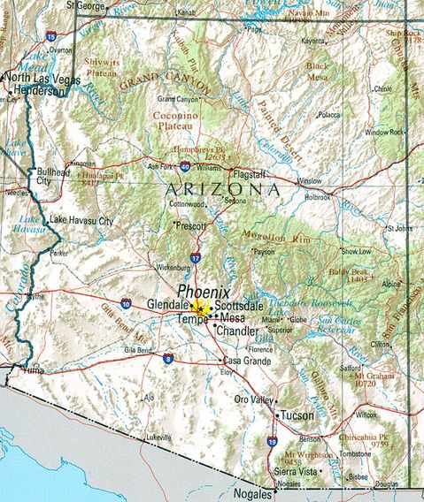 Arizona Physical Map