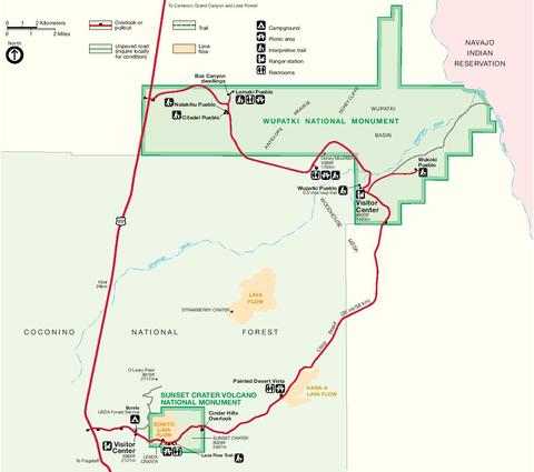 Map of Wupatki National Monument, Arizona