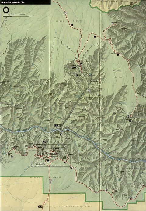 Grand Canyon National Park Eastern Area Physical Map