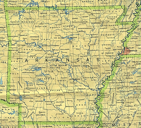 Mapa politico de Arkansas