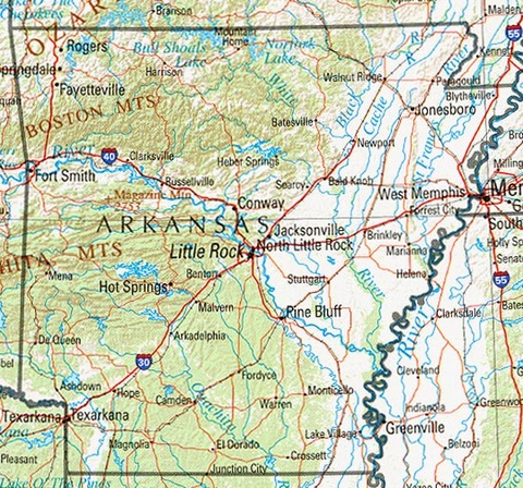 Arkansas Physical Map