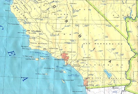 Mapa político del Sur del Estado de California