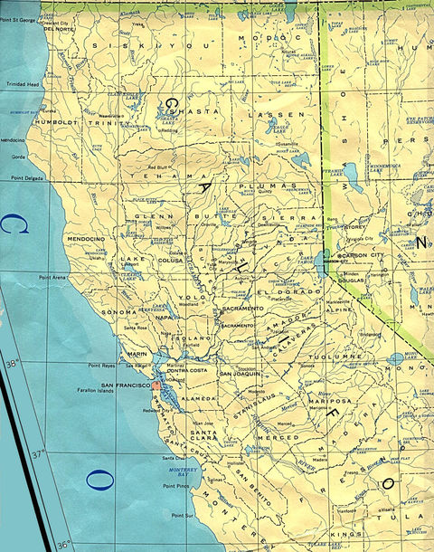 Mapa político del Norte del Estado de California