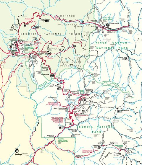 Sequoia and Kings Canyon National Park Map, California
