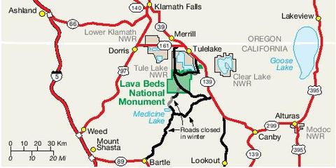 Lava Beds National Monument Area Map, California