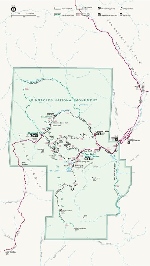Park Map of Pinnacles National Monument, California