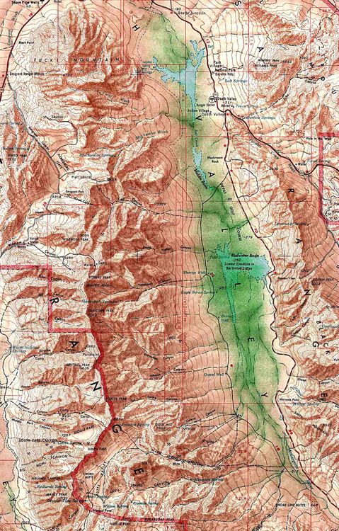 Mapa físico del Valle de la Muerte