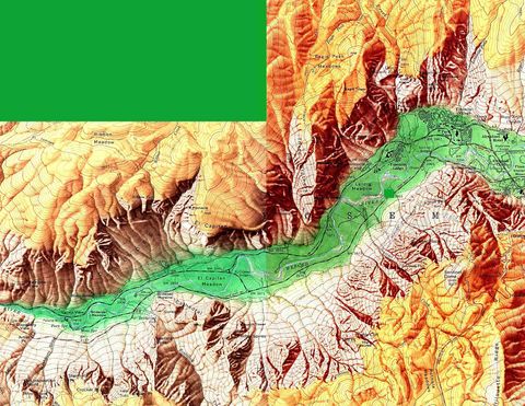 Yosemite Valley Physical Map, California