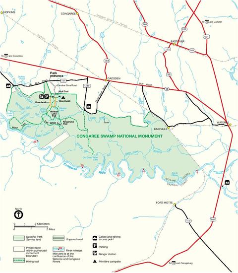 Park Map of Congaree Swamp National Monument