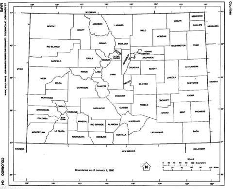 Mapa Blanco y Negro de Colorado