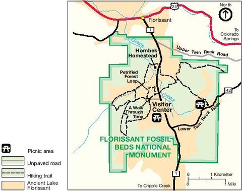 Park Map of Florissant Fossil Beds National Monument