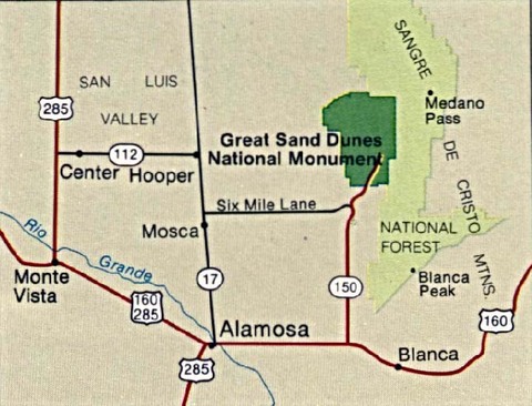 Great Sand Dunes National Monument Area Map