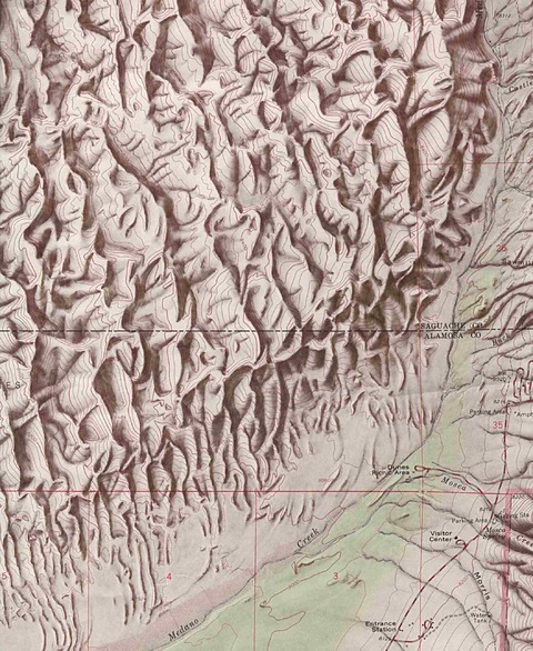 Mapa del Parque nacional y reserva Grandes Dunas de Arena