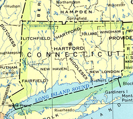 Political Map of Connecticut, United States