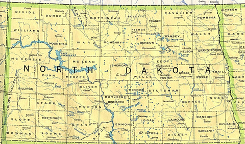 Mapa Político de Dakota del Norte