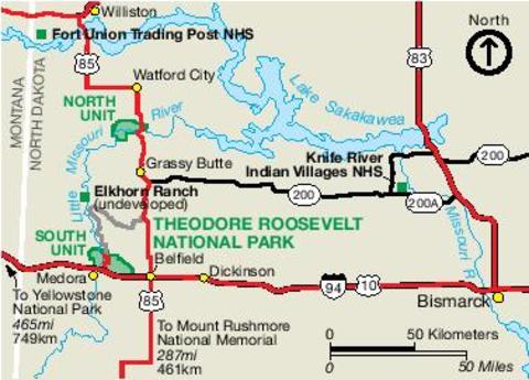 Theodore Roosevelt National Park Area Map
