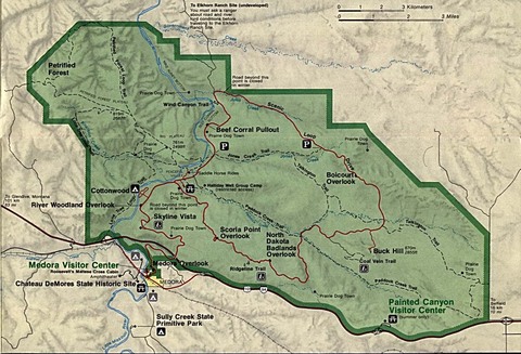 Theodore Roosevelt National Park Map (South Unit)