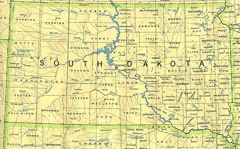 Political Map of South Dakota, United States