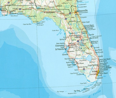 Mapa físico de Florida