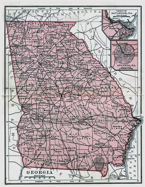 Georgia State Map 1895