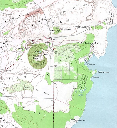 Kapoho Crater Topographic Map, Hawaii