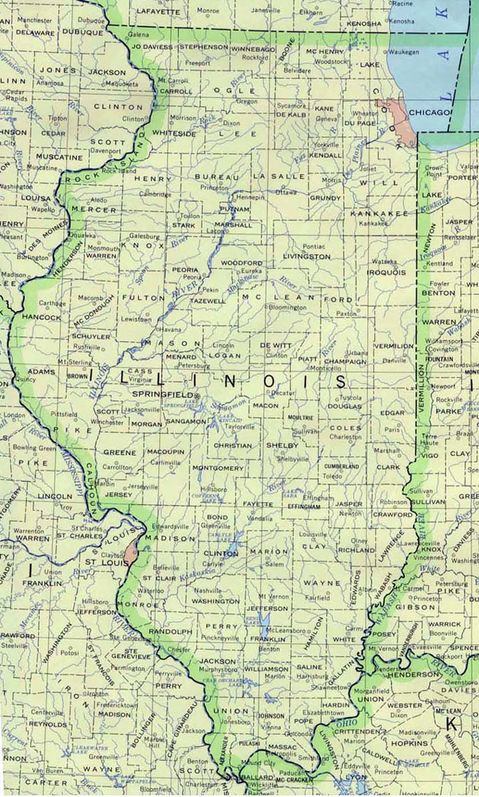 Political Map of Illinois, United States