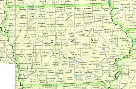 Mapa Político de Iowa