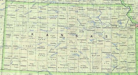 Political Map of Kansas, United States