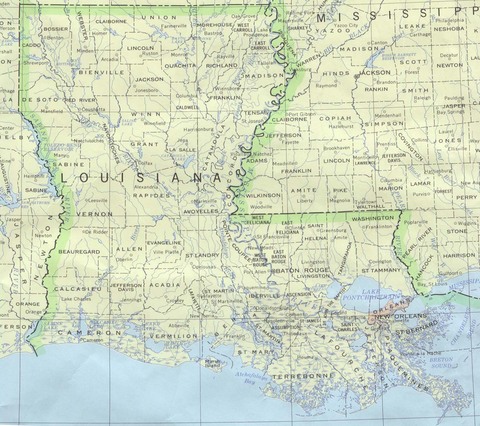 Political Map of Louisiana, United States