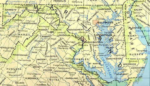 Political Map of Maryland, United States