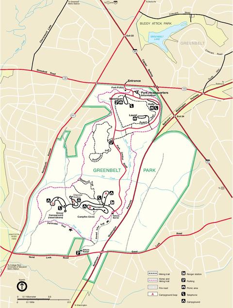 Greenbelt Park Map, Maryland