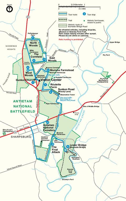 Park Map of Antietam National Battlefield