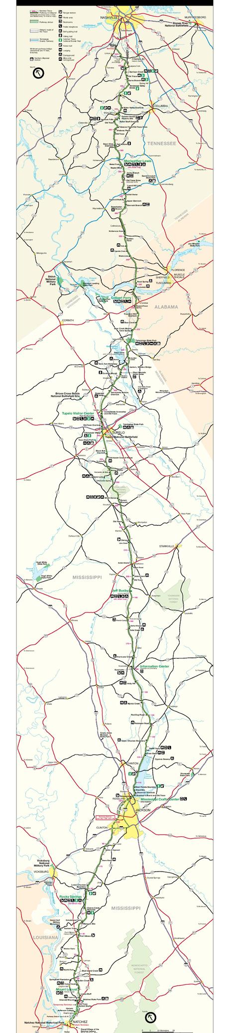 Natchez Trace Parkway National Scenic Trail Map