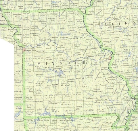 Political Map of Missouri, United States