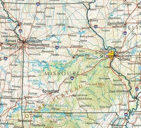 Missouri Physical Map
