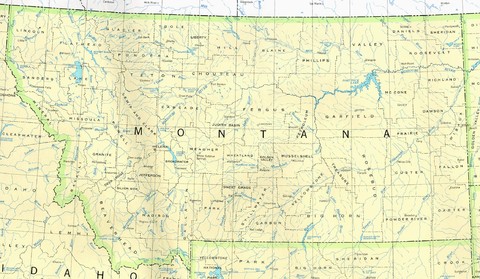 Political Map of Montana, United States