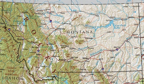 Mapa físico de Montana