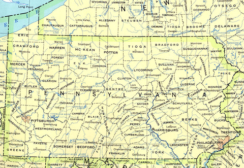 Political Map of Pennsylvania, United States