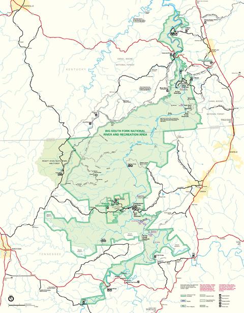 Park Map of Big South Fork National River and Recreation Area