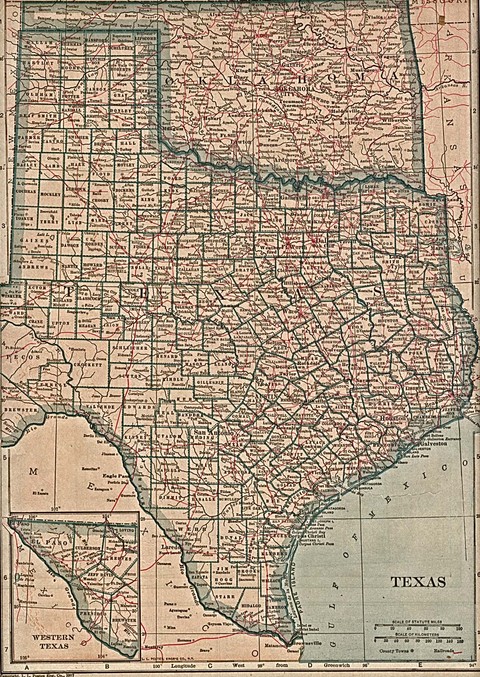 Texas Map 1917