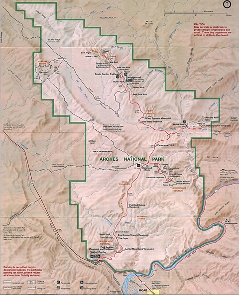 Mapa del Parque nacional de los Arcos