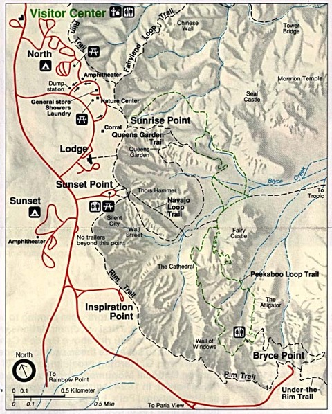 Trail Map, Bryce Canyon National Park