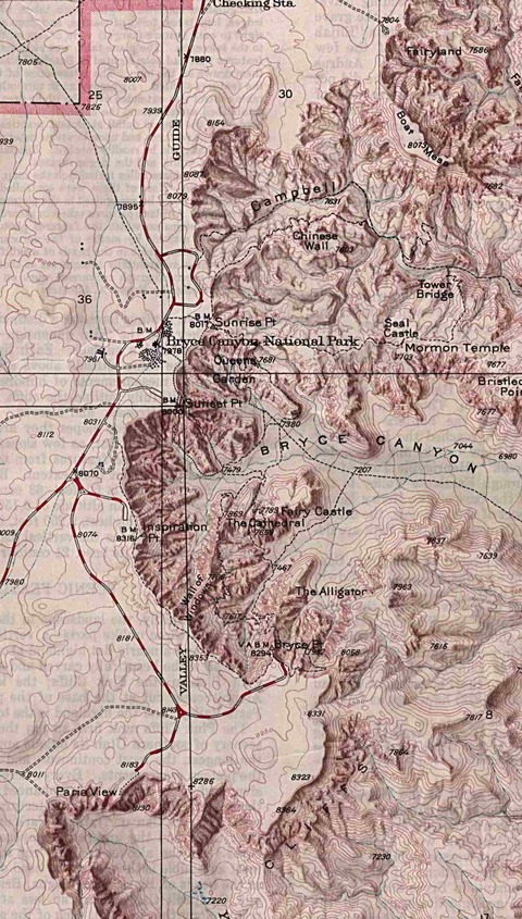Mapa del Parque nacional del Cañón Bryce