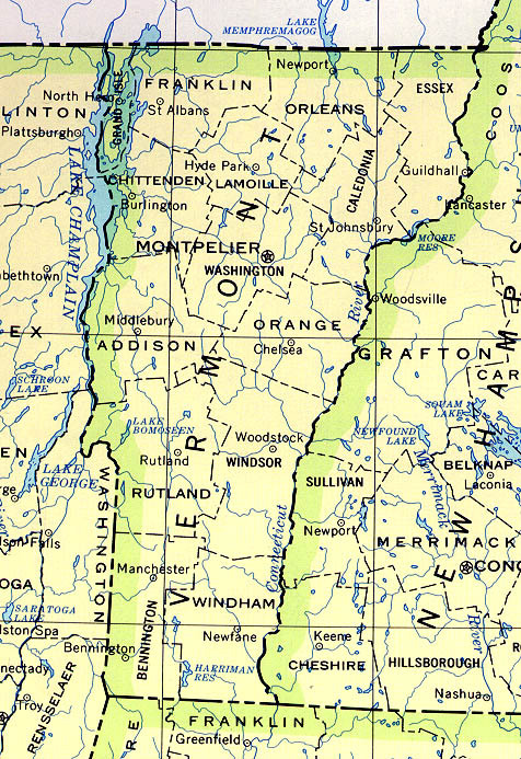 Political Map of Vermont, United States