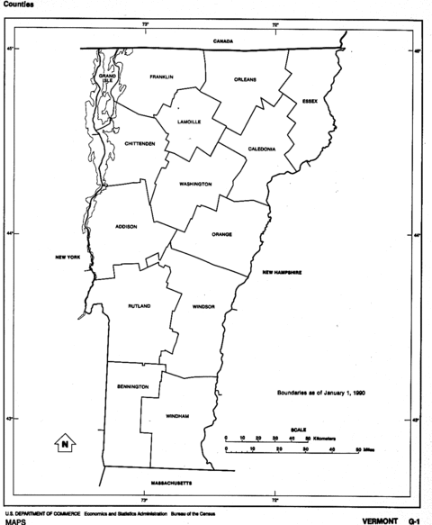 Mapa Blanco y Negro de Vermont