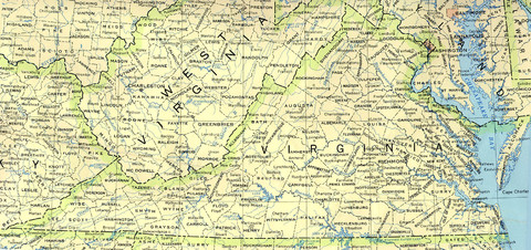 Political Map of Virginia, United States