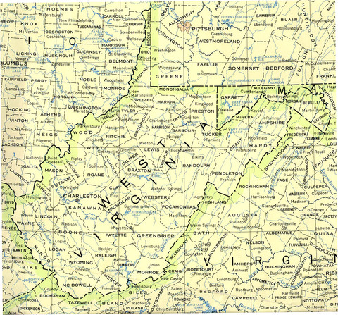 Political Map of West Virginia, United States
