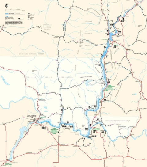 Park Map of Lake Roosevelt National Recreation Area