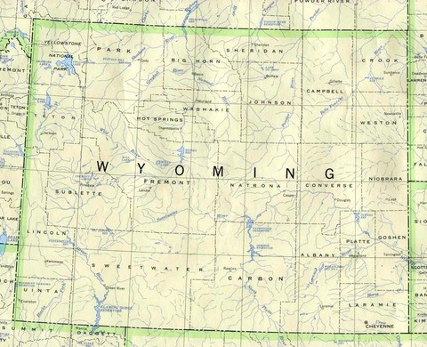 Political Map of Wyoming, United States